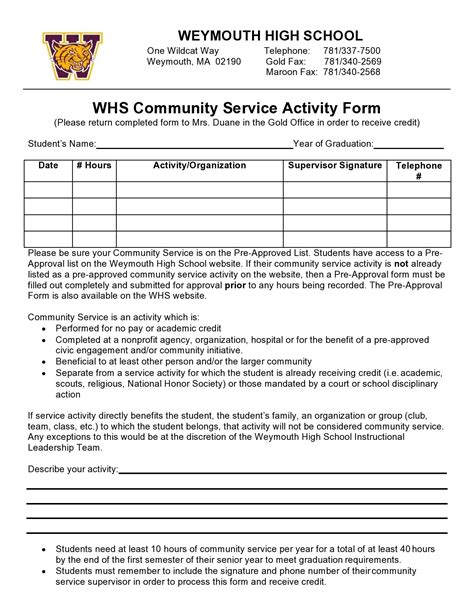 44 Printable Community Service Forms (MS Word) .